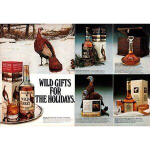 1981 Wild Turkey Kentucky Bourbon 2 pg Vintage Print Ad Christmas Gift Wall Art